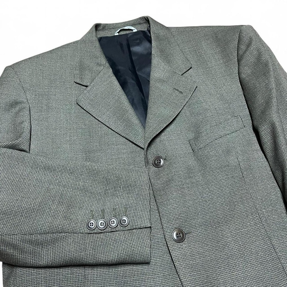 Bachrach Mens Sz 40S Blazer Made in Italy Grey Check Wool 3-Button VTG Corpcore